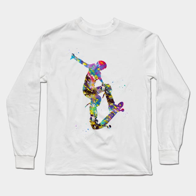 Skateboarder Long Sleeve T-Shirt by erzebeth